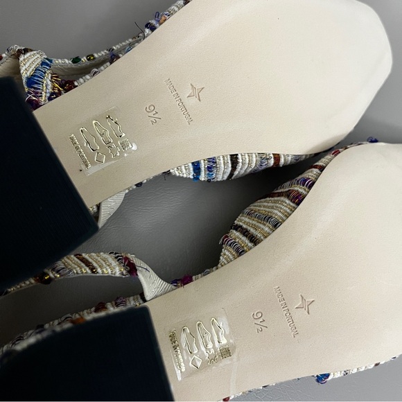 Tuckernuck Tinsley Tweed Multicolor Heels Slingback size 9.5 black toe cap - Picture 8 of 14